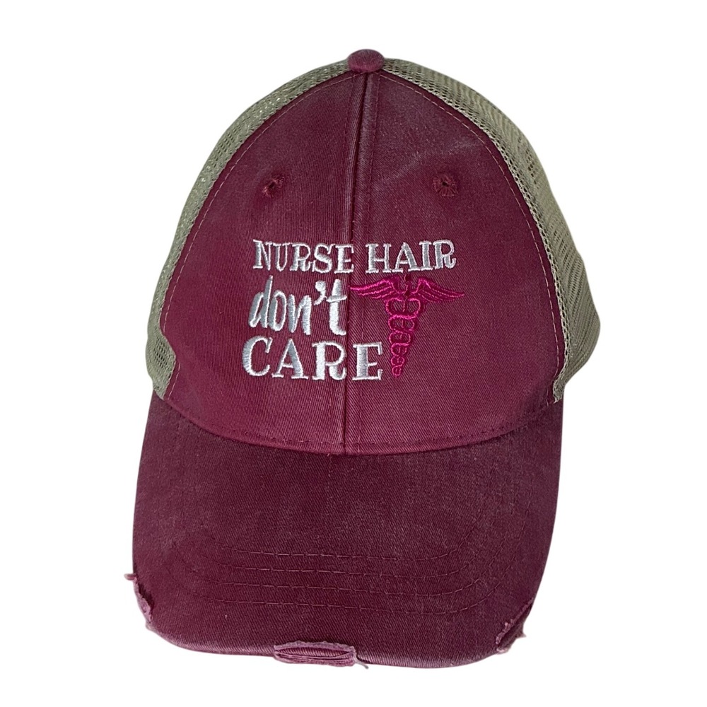 Nurse Hair Don't Care‎ Distressed Trucker Hat Adjustable Cap